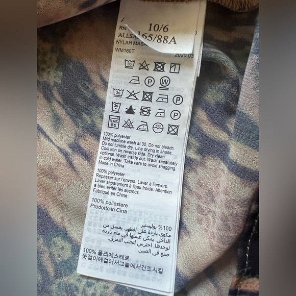 All saints mauve snake patterned ruffle neck blouse size 6 - Picture 7 of 9